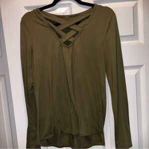 Olive Green Women's Crisscross Top